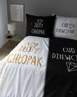 Pościel bawełniana 220x200 Złoty chłopak Cud dziewczyna czarna biała 4319 A Holland 29