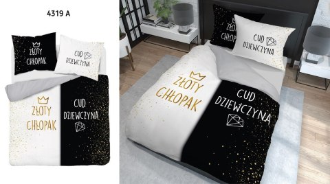 Pościel bawełniana 220x200 Złoty chłopak Cud dziewczyna czarna biała 4319 A Holland 29 Pościel bawełniana 220x200 Złoty chłopak Cud dziewczyna czarna biała 4319 A Holland 29