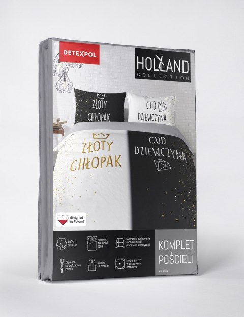 Pościel bawełniana 220x200 Złoty chłopak Cud dziewczyna czarna biała 4319 A Holland 29 Pościel bawełniana 220x200 Złoty chłopak Cud dziewczyna czarna biała 4319 A Holland 29