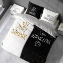Pościel bawełniana 220x200 Złoty chłopak Cud dziewczyna czarna biała 4319 A Holland 29