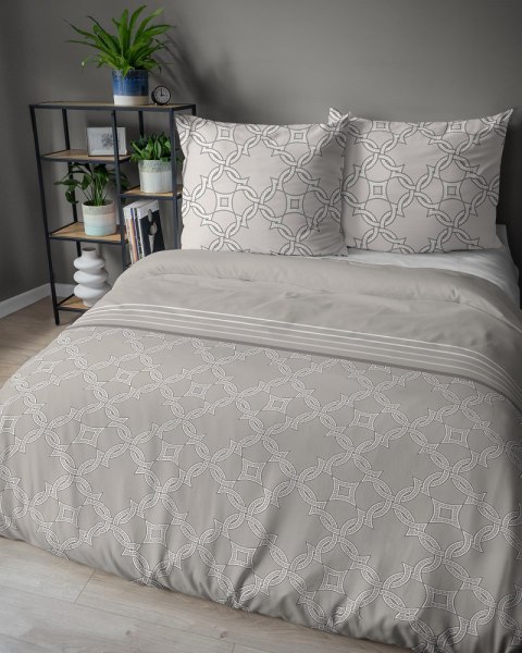 Pościel bawełniana 220x200 beżowa ciemna kremowa geometria 5251 B Bawełna 48 Pościel bawełniana 220x200 beżowa ciemna kremowa geometria 5251 B Bawełna 48