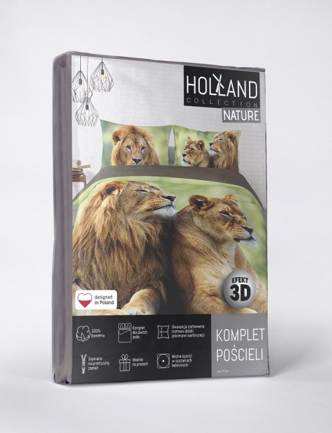 Pościel bawełniana 220x200 lew 3728 A 2 poszewki 70x80 Holland Natura 69 Pościel bawełniana 220x200 lew 3728 A 2 poszewki 70x80 Holland Natura 69
