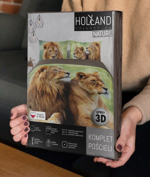 Pościel bawełniana 220x200 lew 3728 A 2 poszewki 70x80 Holland Natura 69 Pościel bawełniana 220x200 lew 3728 A 2 poszewki 70x80 Holland Natura 69
