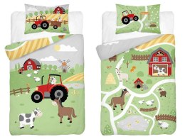 Pościel bawełniana 90x120 4791 B Farma zielona traktor czerwony Mayamoo 70