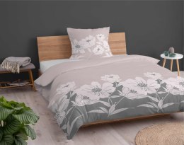 Pościel flanelowa 140x200 beżowa kwiaty z jedną poszewką 4948 B Flanela 2024