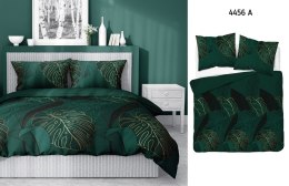 Pościel satynowa 180x200 4456 A zielona złota liście Home Satin 126