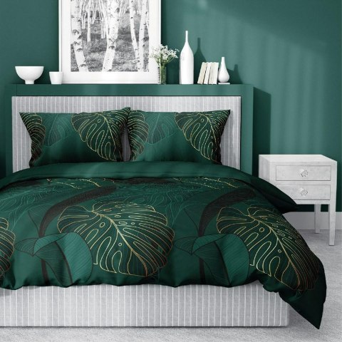 Pościel satynowa 180x200 4456 A zielona złota liście Home Satin 126 Pościel satynowa 180x200 4456 A zielona złota liście Home Satin 126