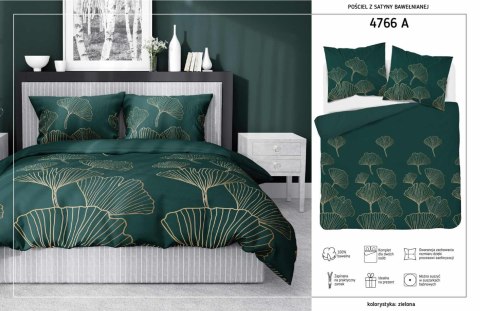 Pościel satynowa 180x200 4766 A zielona liście miłorzębu Home Satin 54 Pościel satynowa 180x200 4766 A zielona liście miłorzębu Home Satin 54