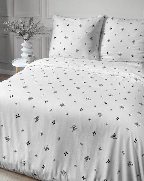 Pościel satynowa 180x200 4820 A biała czarna geometria Home Satin 59 Pościel satynowa 180x200 4820 A biała czarna geometria Home Satin 59