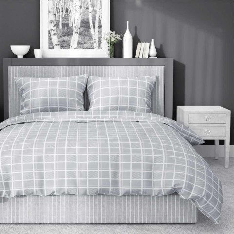Pościel satynowa 180x200 Szara krata 4812 B Home Satin 58 Pościel satynowa 180x200 Szara krata 4812 B Home Satin 58