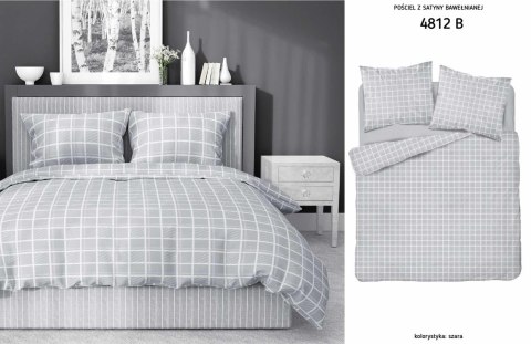 Pościel satynowa 180x200 Szara krata 4812 B Home Satin 58 Pościel satynowa 180x200 Szara krata 4812 B Home Satin 58