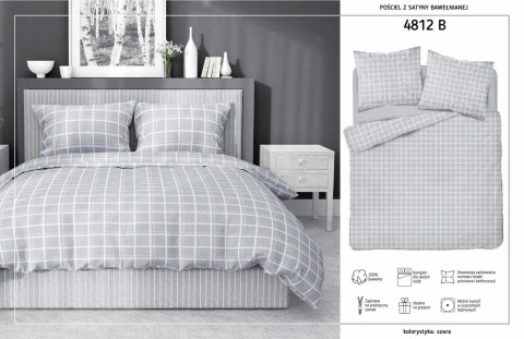 Pościel satynowa 180x200 Szara krata 4812 B Home Satin 58 Pościel satynowa 180x200 Szara krata 4812 B Home Satin 58