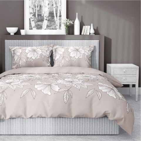 Pościel satynowa 220x200 beżowa jasna biała kwiaty liście 5086 A Home Satin 11 Pościel satynowa 220x200 beżowa jasna biała kwiaty liście 5086 A Home Satin 11