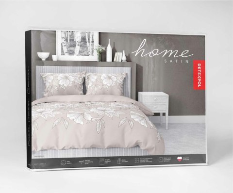 Pościel satynowa 220x200 beżowa jasna biała kwiaty liście 5086 A Home Satin 11 Pościel satynowa 220x200 beżowa jasna biała kwiaty liście 5086 A Home Satin 11