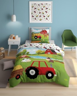 Pościel świecąca w ciemności 140x200 farma z traktorem 5545 A - Fluo 95