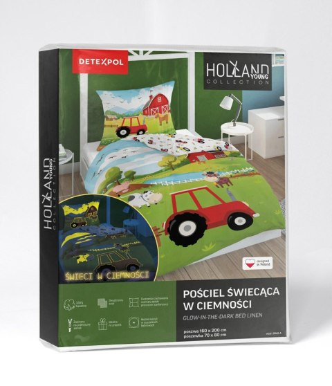 Pościel świecąca w ciemności 140x200 farma z traktorem 5545 A - Fluo 95 Pościel świecąca w ciemności 140x200 farma z traktorem 5545 A - Fluo 95