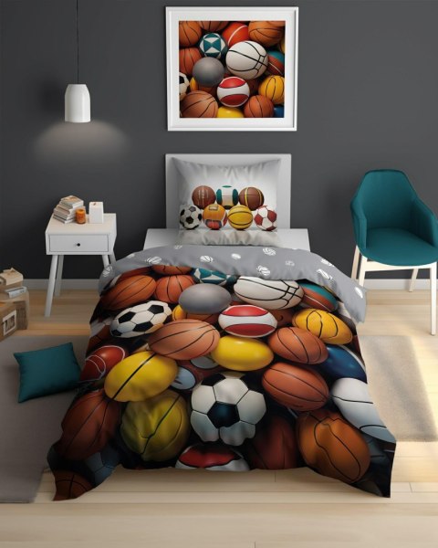 Pościel świecąca w ciemności 160x200 mix piłek sportowych 5552 A - Fluo 95 Pościel świecąca w ciemności 160x200 mix piłek sportowych 5552 A - Fluo 95