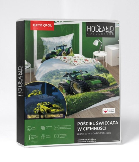 Pościel świecąca w ciemności 160x200 zielony traktor w górach 5551 A - Fluo 95 Pościel świecąca w ciemności 160x200 zielony traktor w górach 5551 A - Fluo 95