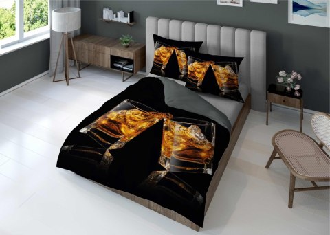 Pościel z mikrofibry 3D 160x200 czarna szklanki Whisky 4182 A mikro 28 Pościel z mikrofibry 3D 160x200 czarna szklanki Whisky 4182 A mikro 28