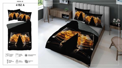 Pościel z mikrofibry 3D 160x200 czarna szklanki Whisky 4182 A mikro 28 Pościel z mikrofibry 3D 160x200 czarna szklanki Whisky 4182 A mikro 28