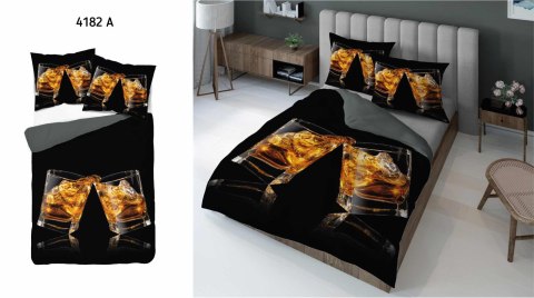 Pościel z mikrofibry 3D 160x200 czarna szklanki Whisky 4182 A mikro 28 Pościel z mikrofibry 3D 160x200 czarna szklanki Whisky 4182 A mikro 28
