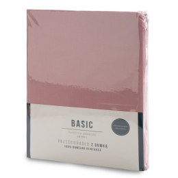 Prześcieradło z gumką 220x200 Basic pudrowe różowe jednobarwne na wysoki materac 30 cm Eurofirany