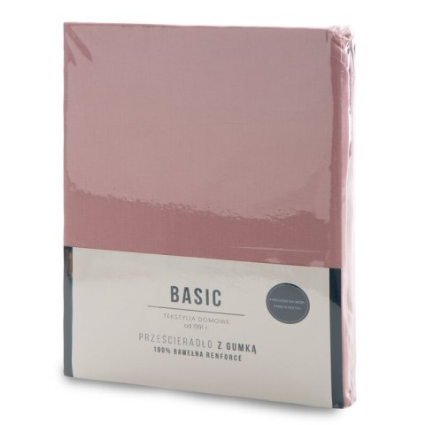 Prześcieradło z gumką 220x200 Basic pudrowe różowe jednobarwne na wysoki materac 30 cm Eurofirany Prześcieradło z gumką 220x200 Basic pudrowe różowe jednobarwne na wysoki materac 30 cm Eurofirany