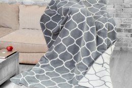 Koc bawełniany akrylowy 150x200 Decor Marokańska koniczynka ekri szary Glamour Greno