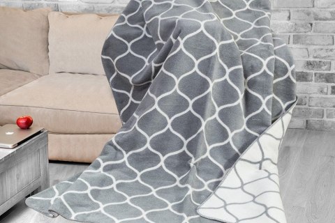 Koc bawełniany akrylowy 150x200 Decor Marokańska koniczynka ekri szary Glamour Greno Koc bawełniany akrylowy 150x200 Decor Marokańska koniczynka ekri szary Glamour Greno