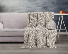 Koc narzuta mikrofibra 150x200 Tayga 05 kremowy beżowy szlaczek Matex