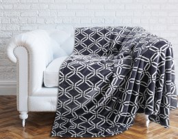 Koc narzuta mikrofibra 150x200 Tayga 07 grafitowy biały łańcuszek Matex