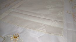 Obrus haftowany 50x100 ekrii złote gałązki kwiatki niska cena