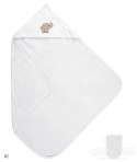 Okrycie kąpielowe niemowlęce 85x85 Frotte białe 01 z ozdobną aplikacją Okrycie kąpielowe niemowlęce 85x85 Frotte białe 01 z ozdobną aplikacją