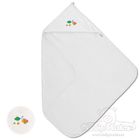 Okrycie kąpielowe niemowlęce 85x85 Frotte białe 01 z ozdobną aplikacją Okrycie kąpielowe niemowlęce 85x85 Frotte białe 01 z ozdobną aplikacją