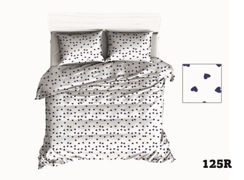 Pościel bawełniana 140x200 R125 biała serca serduszka granatowe 316D Pościel bawełniana 140x200 R125 biała serca serduszka granatowe 316D