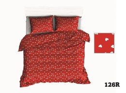 Pościel bawełniana 140x200 R126 czerwona serca serduszka białe 315D