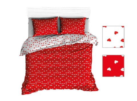 Pościel bawełniana 160x200 R132 biała czerwona serca serduszka 314D 315D Pościel bawełniana 160x200 R132 biała czerwona serca serduszka 314D 315D