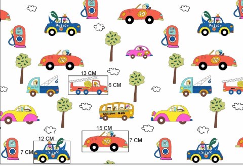 Pościel bawełniana 90x120 1436E biała Auta pojazdy policja straż pożarna 226N Pościel bawełniana 90x120 1436E biała Auta pojazdy policja straż pożarna 226N