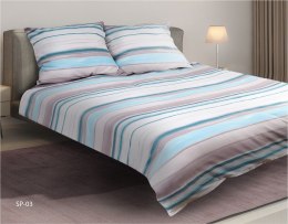 Pościel satynowa 160x200 03A Premium wrzosowa turkusowa różowa pudrowa mix pasy