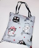 Torba bawełniana na zakupy 37x38 1245E szara sowy białe czarne parasolki czerwone 19b Torba bawełniana na zakupy 37x38 1245E szara sowy białe czarne parasolki czerwone 19b