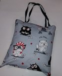 Torba bawełniana na zakupy 37x38 1245E szara sowy białe czarne parasolki czerwone 19b Torba bawełniana na zakupy 37x38 1245E szara sowy białe czarne parasolki czerwone 19b