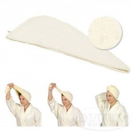 Turban kąpielowy tkanina frotte kremowy