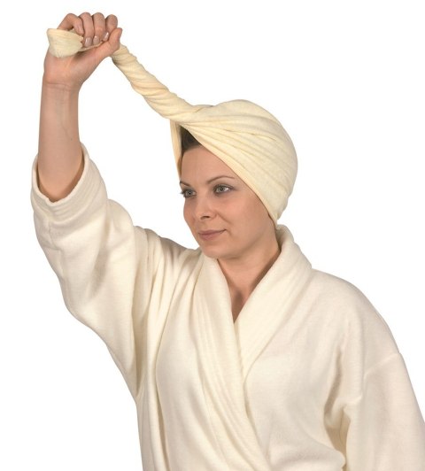 Turban kąpielowy tkanina frotte kremowy Turban kąpielowy tkanina frotte kremowy
