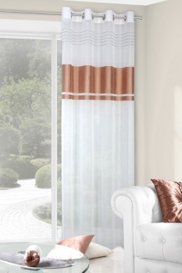 Zasłona gotowa na przelotkach 140x250 Sandy biała kawowa Eurofirany